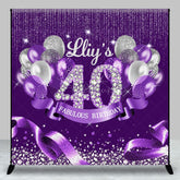Aperturee - Aperturee Purple Glitter Balloons Custom 40th Birthday Backdrop
